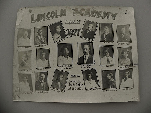 An early photographic image of the graduating class of 1927 in Lincoln Academy.